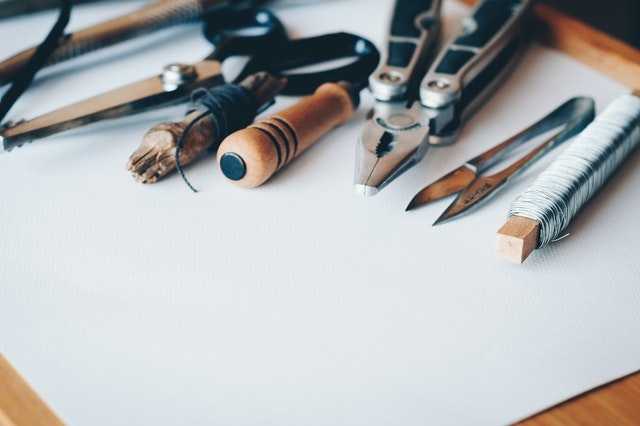 architectural tools on a sheet of paper